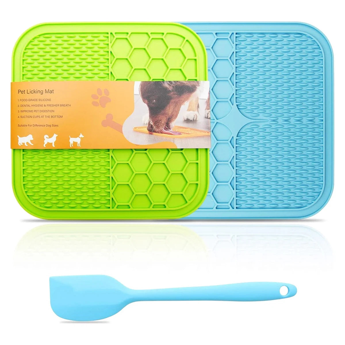 Dog Lick Mat with Suction Cups Slow Feeders Licking Pet Anxiety Relief Cat Training for Food, Yogurt, Peanut Butter